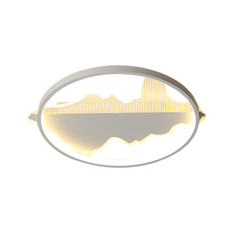 Modern Metal Flush Mount Led Ceiling Light In Black/White - Warm/White 16.5’/20.5’ Diameter