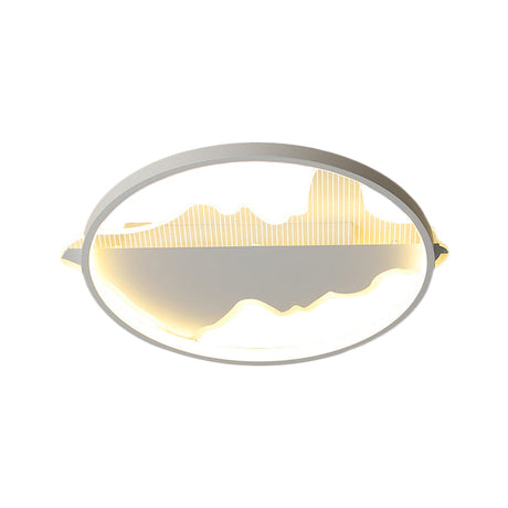 Modern Metal Flush Mount Led Ceiling Light In Black/White - Warm/White 16.5’/20.5’ Diameter