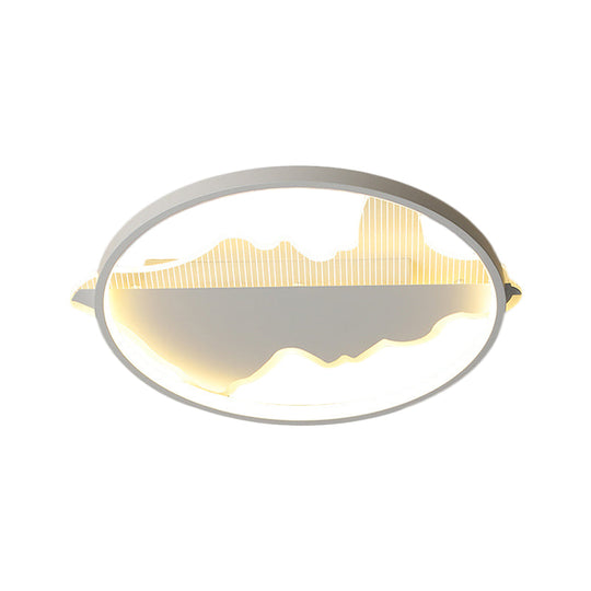 Modern Metal Flush Mount Led Ceiling Light In Black/White - Warm/White 16.5’/20.5’ Diameter