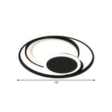 Hoop Bedroom Ceiling Light - Metal Led Flush Mount In Black 16’/19.5’ Wide Contemporary Style