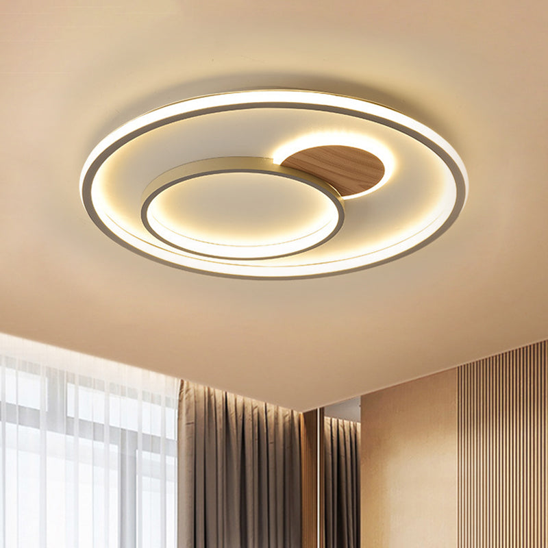 Modern Led Metallic Hoop Flush Light In Brown - Close To Ceiling Mount Warm/White 16.5’/20.5’ Dia