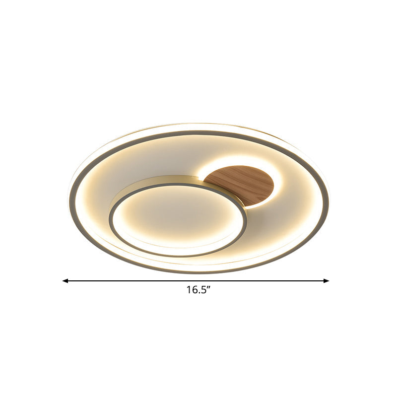 Modern Led Metallic Hoop Flush Light In Brown - Close To Ceiling Mount Warm/White 16.5’/20.5’ Dia