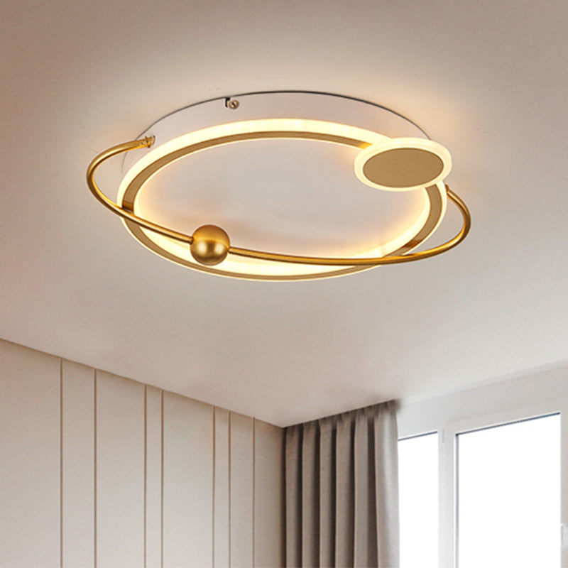Contemporary Gold/Black Led Flush Ceiling Light Warm/White 19’/23.5’ Dia’ Or ’Modern Dia
