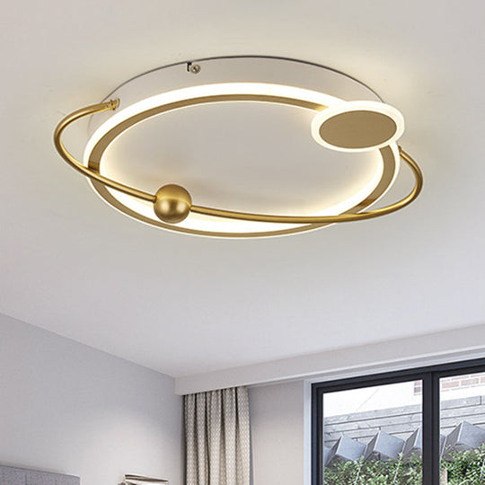 Contemporary Gold/Black Led Flush Ceiling Light Warm/White 19’/23.5’ Dia’ Or ’Modern Dia