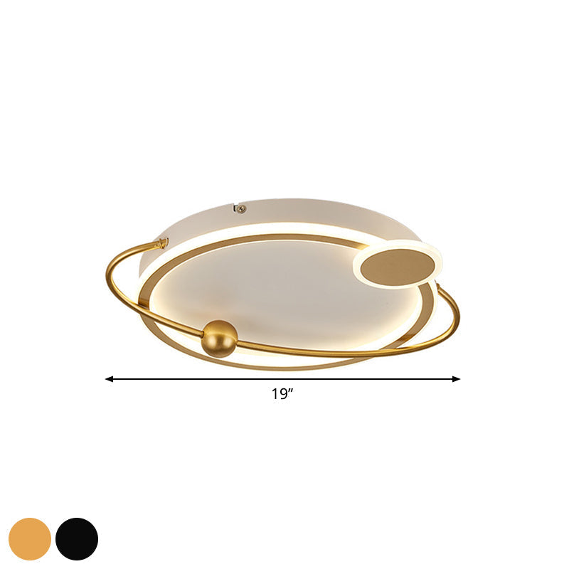 Contemporary Gold/Black Led Flush Ceiling Light Warm/White 19’/23.5’ Dia’ Or ’Modern Dia