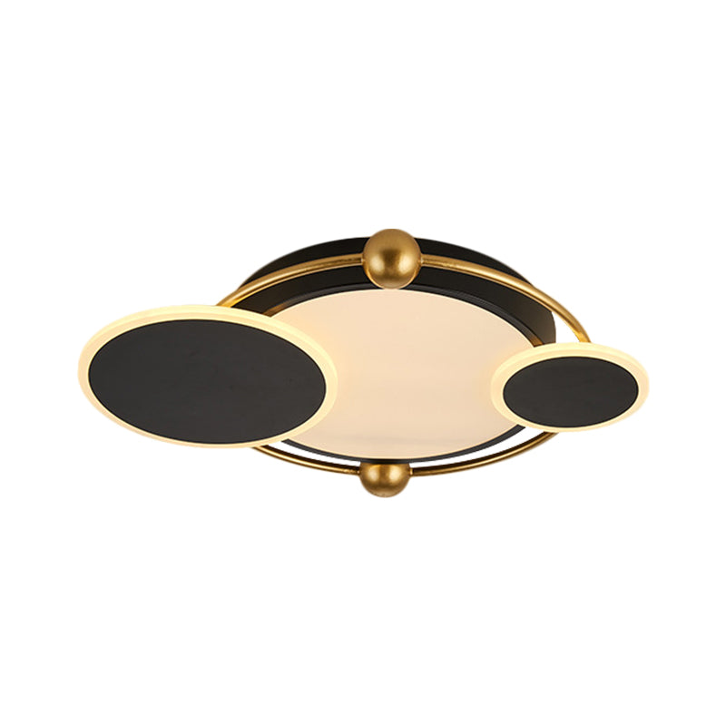 Modernist Black And Gold Led Flush Mount Ceiling Light In Warm/White 19.5’/23.5’ Diameter