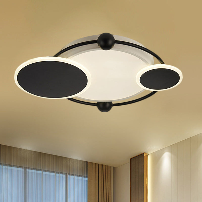 Modernist Black And Gold Led Flush Mount Ceiling Light In Warm/White 19.5’/23.5’ Diameter