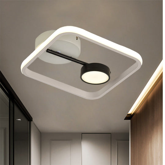 Modern Black And White/Gold Led Flush Mount Ceiling Light Fixture With Warm/White Metal Shade Black