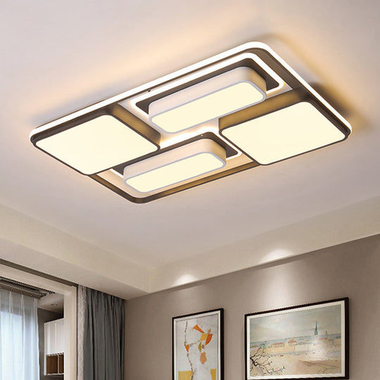 Modern Flush Mount Led Ceiling Lamp Metallic Black & White 16.5’/20.5’/35.5’ Length Black -