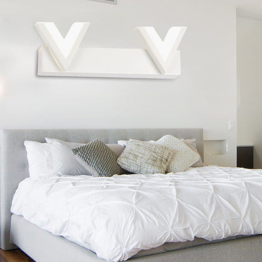 Modern V-Shaped Led Vanity Light: Acrylic Bathroom Mirror Lamp (2/3-Light Warm/White) 2 / White