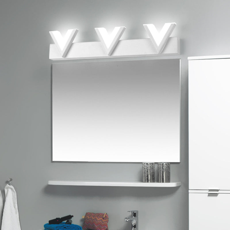 Modern V-Shaped Led Vanity Light: Acrylic Bathroom Mirror Lamp (2/3-Light Warm/White) 3 / White
