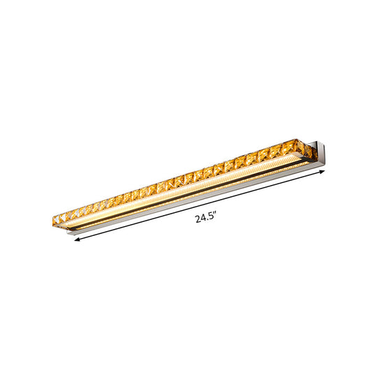 Contemporary Crystal Gold Wall Sconce - Linear Vanity Light With Warm/White For Bathroom Multiple