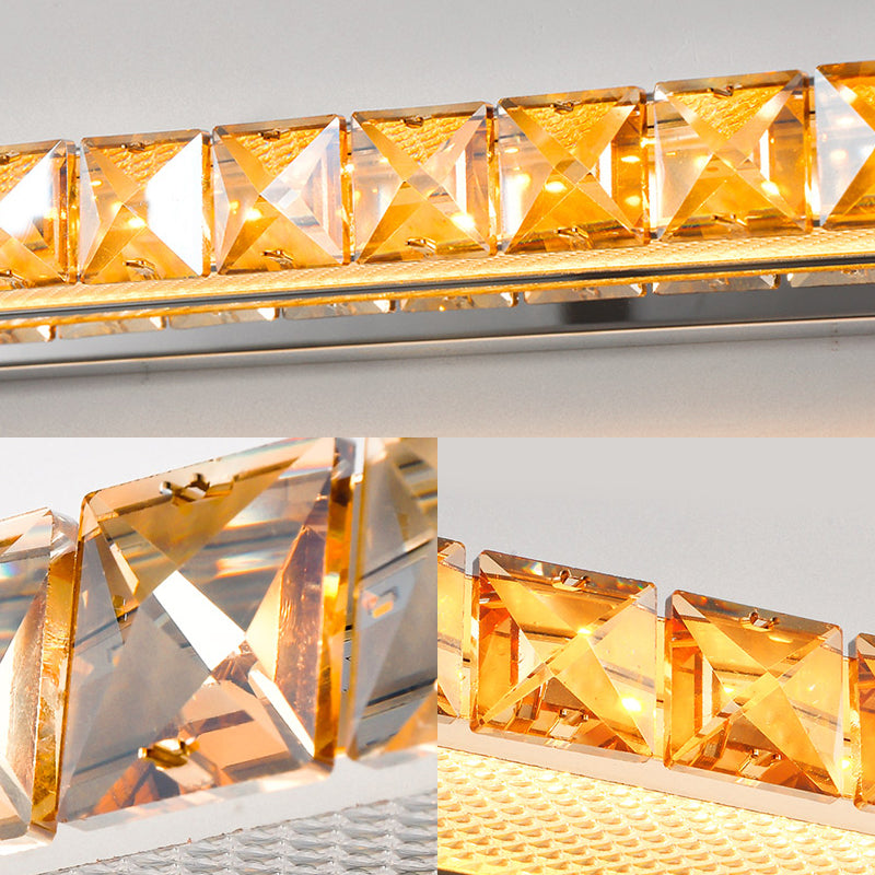 Contemporary Crystal Gold Wall Sconce - Linear Vanity Light With Warm/White For Bathroom Multiple