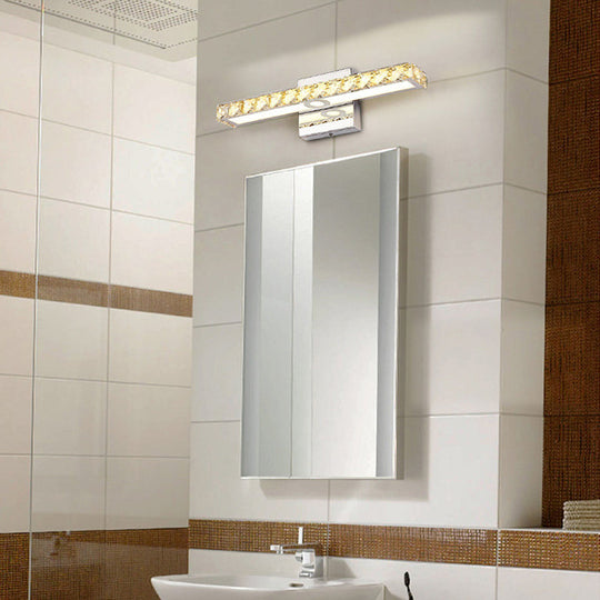 Modern Crystal Vanity Light: Silver/Champagne Linear Wall Sconce With 1 Light In Warm/White For