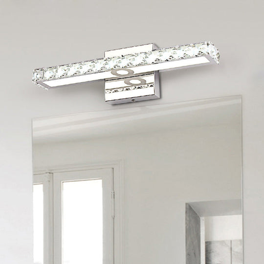Modern Crystal Vanity Light: Silver/Champagne Linear Wall Sconce With 1 Light In Warm/White For