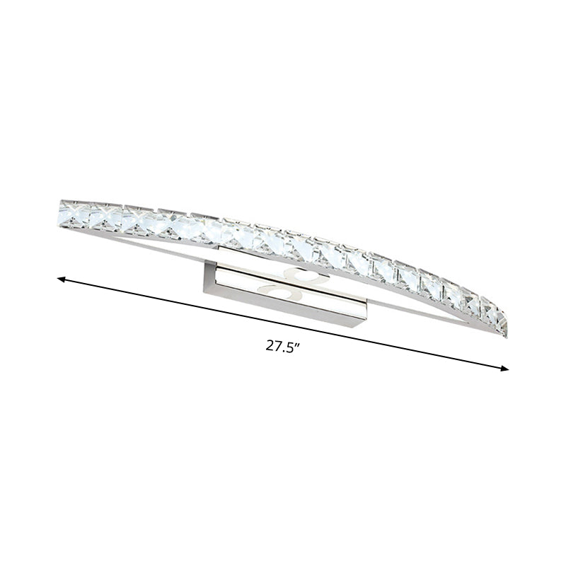 Contemporary Crystal Silver Wall Sconce Light - Bow Shaped Vanity Lighting For Bathroom Warm/White