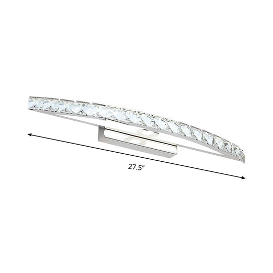 Contemporary Crystal Silver Wall Sconce Light - Bow Shaped Vanity Lighting For Bathroom Warm/White