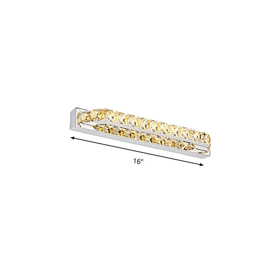 Modern Linear Wall Mounted Vanity Sconce For Bathroom - Clear/Amber Crystal Warm/White Light