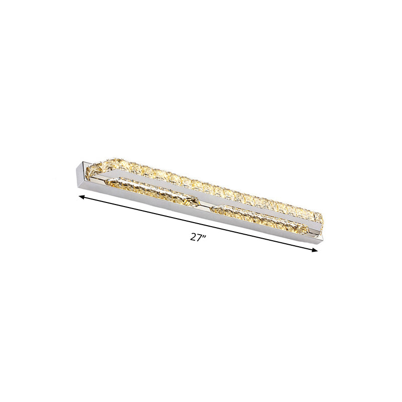 Modern Linear Wall Mounted Vanity Sconce For Bathroom - Clear/Amber Crystal Warm/White Light