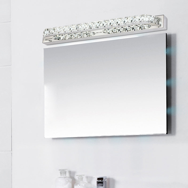 Modern Linear Wall Mounted Vanity Sconce For Bathroom - Clear/Amber Crystal Warm/White Light