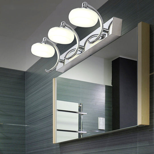 Modernist Style Silver Wall Lamp With Round Frosted Acrylic Shade 2/3 Heads Warm/White Lighting -