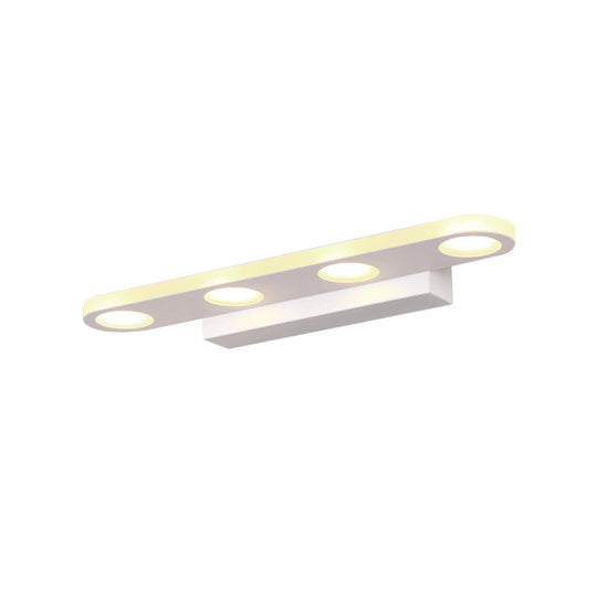 Oblong Bathroom Led Vanity Light Acrylic 4/6 Lights Simplicity Wall Mounted Mirror Lighting In