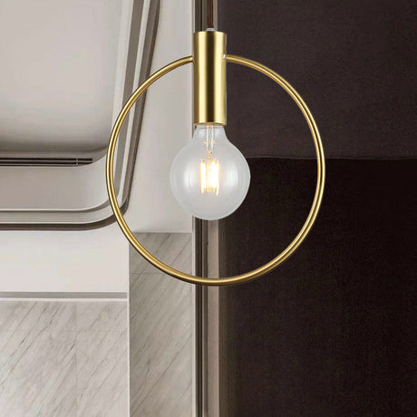 Vintage Gold Metal Pendant Lamp: Circular Hanging Ceiling Light For Hallway