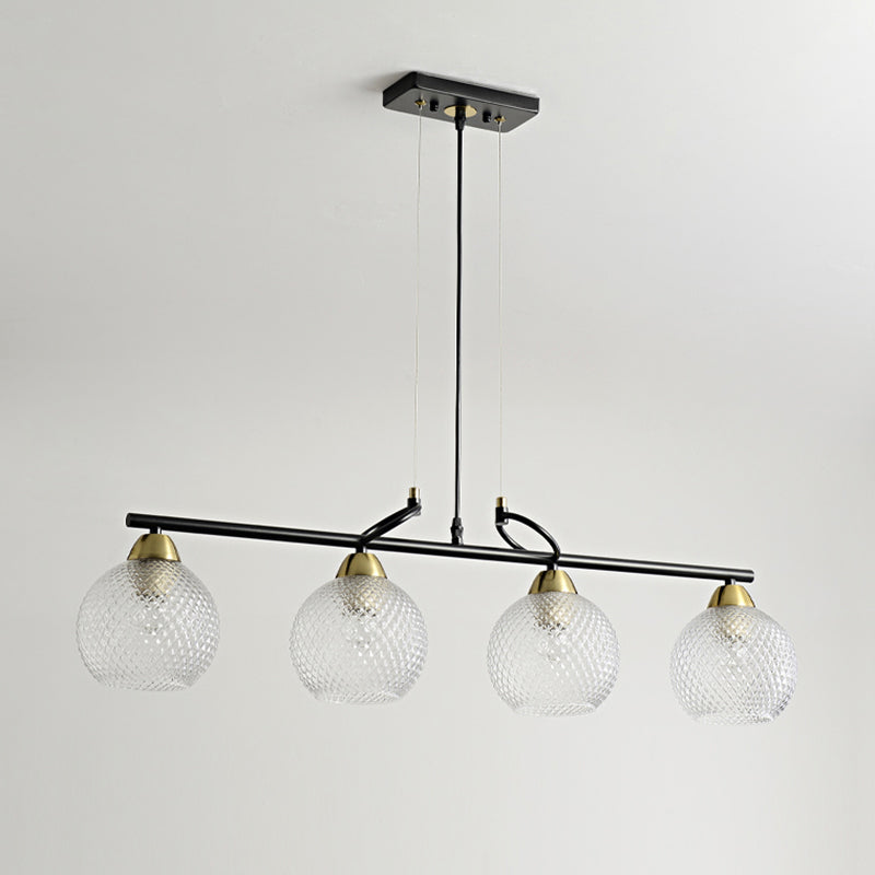 Contemporary Black Hanging Chandelier With Clear/Prismatic Glass 3/4 Bulbs - Modern Pendant Light