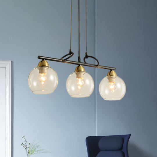 Modern Hanging Chandelier: Clear Glass Dual Bulb Pendant Light Kit In Black