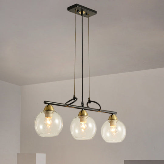 Modern Hanging Chandelier: Clear Glass Dual Bulb Pendant Light Kit In Black