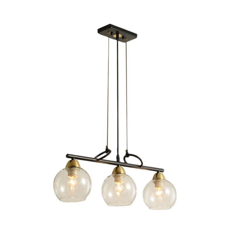 Contemporary Black Hanging Chandelier With Clear/Prismatic Glass 3/4 Bulbs - Modern Pendant Light