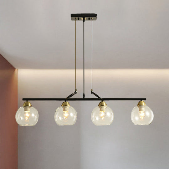 Contemporary Black Hanging Chandelier With Clear/Prismatic Glass 3/4 Bulbs - Modern Pendant Light