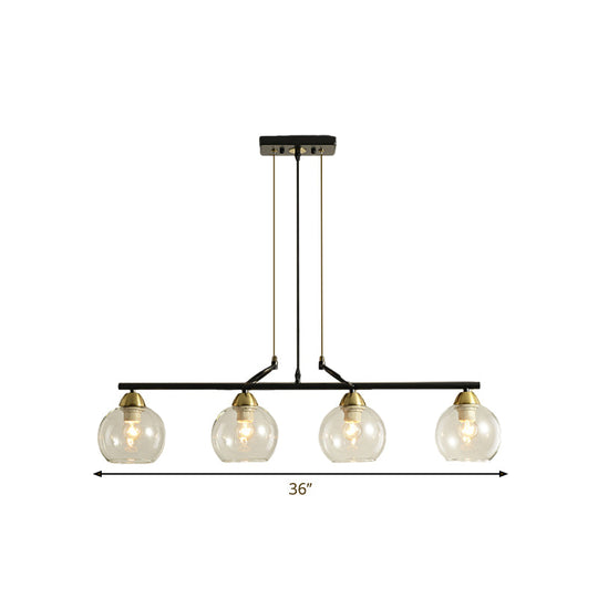 Contemporary Black Hanging Chandelier With Clear/Prismatic Glass 3/4 Bulbs - Modern Pendant Light