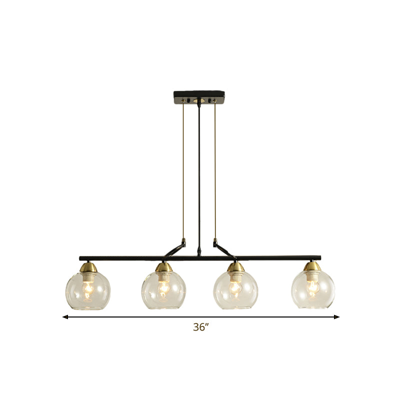 Modern Hanging Chandelier: Clear Glass Dual Bulb Pendant Light Kit In Black