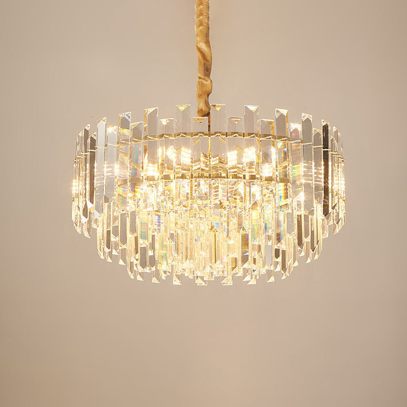 Contemporary Clear Crystal Prismatic Pendant Light Fixture - 8/10 Bulbs 18’/23.5’ Wide