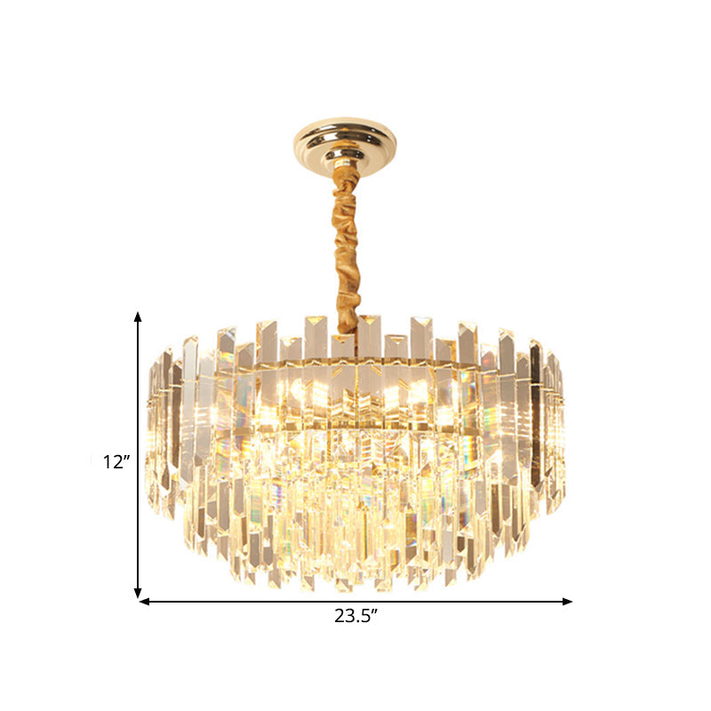 Contemporary Clear Crystal Prismatic Pendant Light Fixture - 8/10 Bulbs 18’/23.5’ Wide