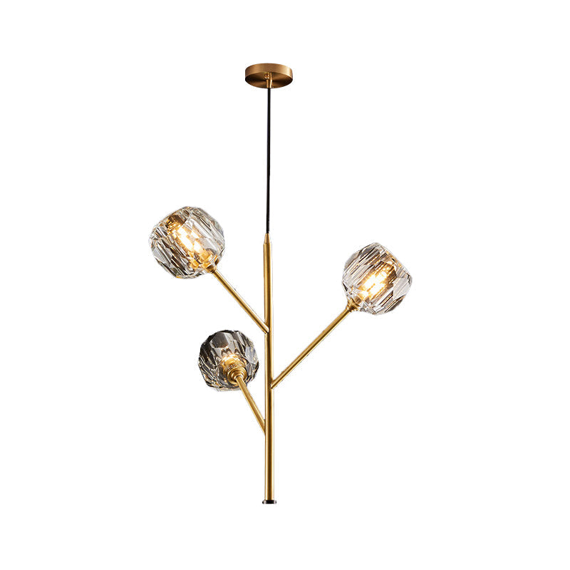 Modern Crystal Ball Chandelier - Gold Suspension Lighting With 3/6 Head Options