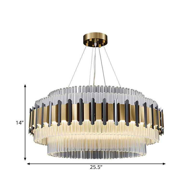 Contemporary Led Crystal Chandelier - Clear Tubes Ceiling Light Fixture For Parlor