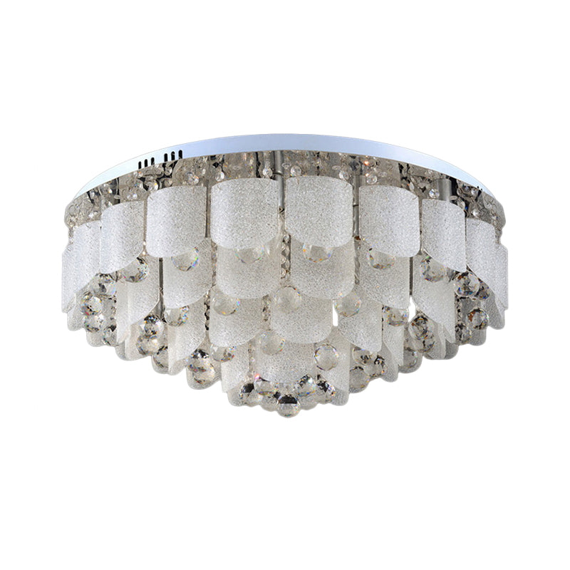 Modern Crystal Balls Flush Mount Lamp - 15 Bulbs Clear Tapered Design White Light