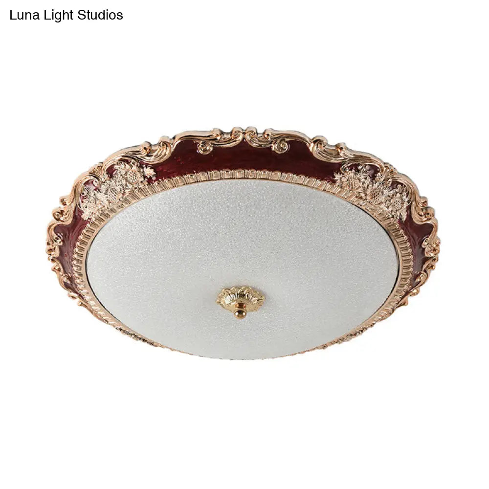 14’/16’/19.5’ Led Bowl Flush Mount Lamp Countryside Red/Blue Finish Ceiling Light For Bedroom