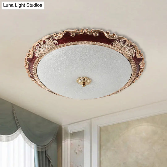 14/16/19.5 Led Bowl Flush Mount Lamp Countryside Red/Blue Finish Ceiling Light For Bedroom
