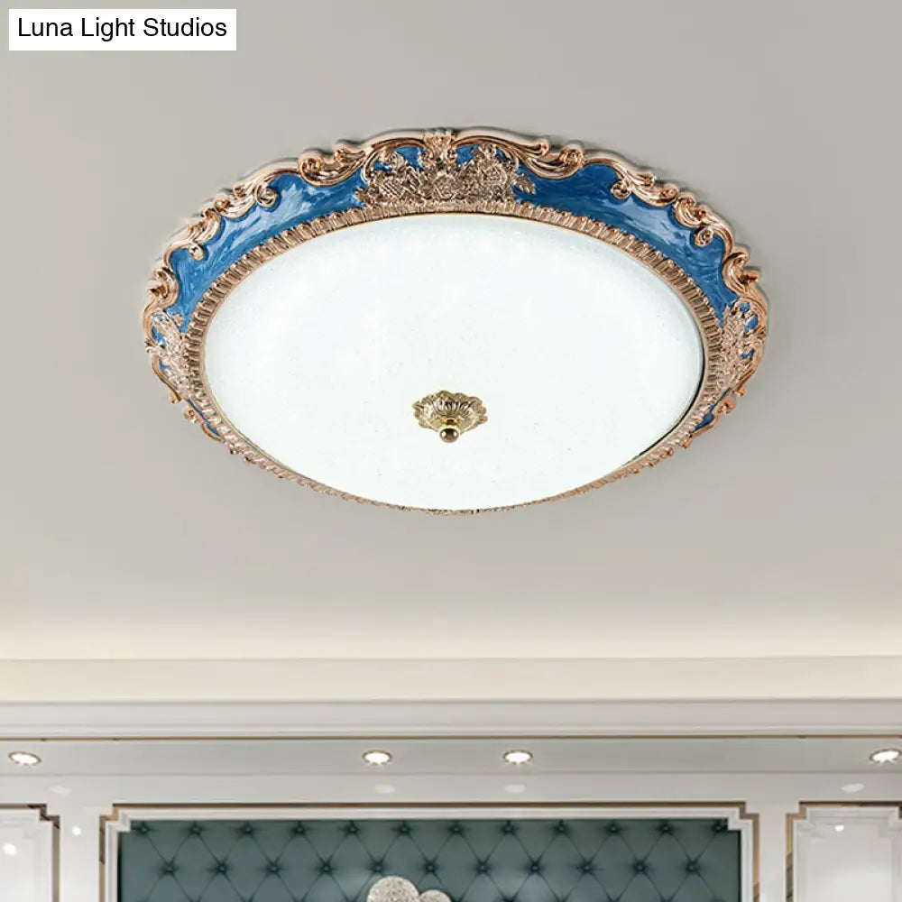14/16/19.5 Led Bowl Flush Mount Lamp Countryside Red/Blue Finish Ceiling Light For Bedroom Blue / 14