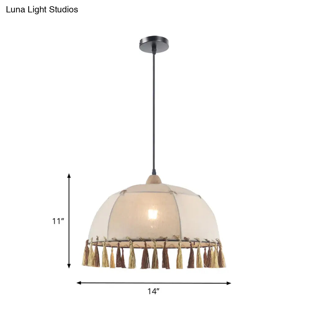 14/18 Wide Vintage Style Fabric Pendulum Light In Flaxen