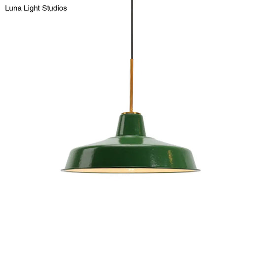 14.5’/16’ Wide Cone Pendant Light - Loft Metal 1-Light Ceiling Fixture In Polished Green