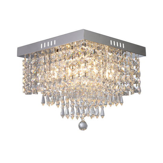 Contemporary Crystal Beads Corridor Ceiling Fixture | Clear Flush Mount Lighting 2/4 Heads 10/12