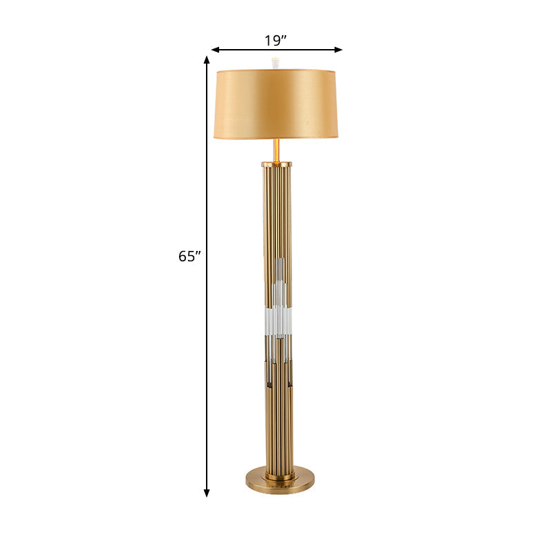 Contemporary Gold Floor Lamp With Crystal Tubes Stand & Reading Light