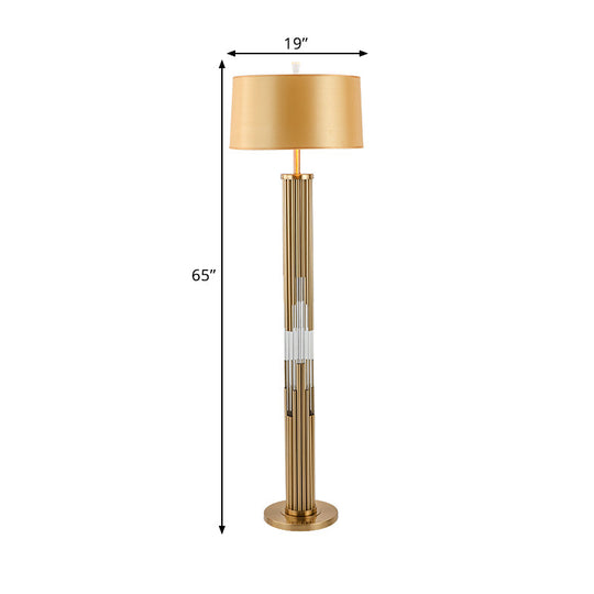 Contemporary Gold Floor Lamp With Crystal Tubes Stand & Reading Light