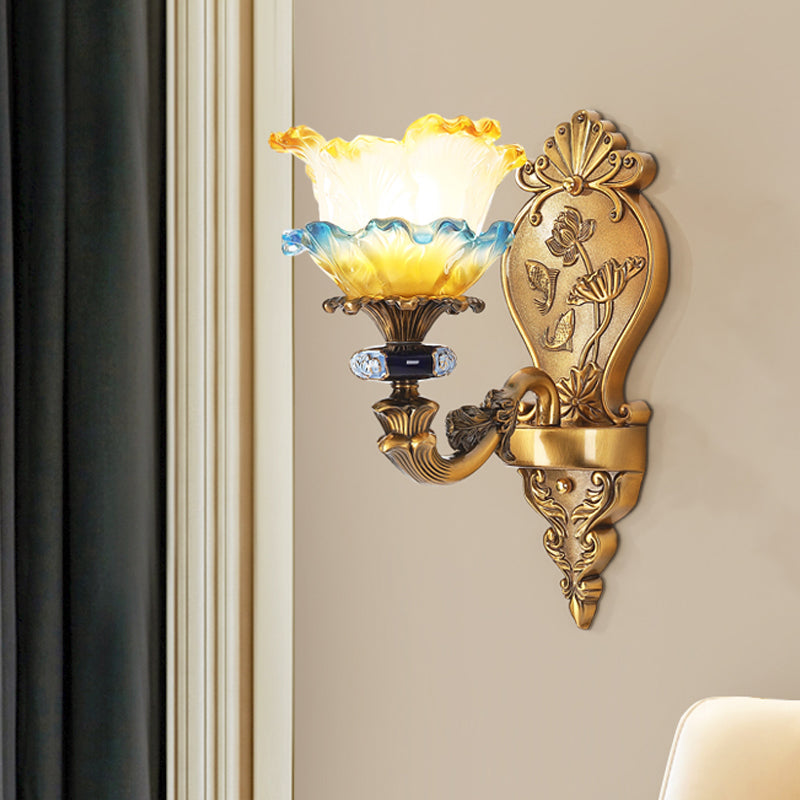 Retro Brass Wall Mount Sconce With Frosted Glass Shade For Dining Room