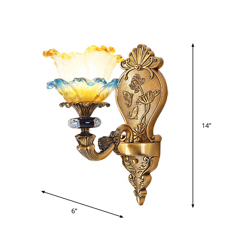 Retro Brass Wall Mount Sconce With Frosted Glass Shade For Dining Room