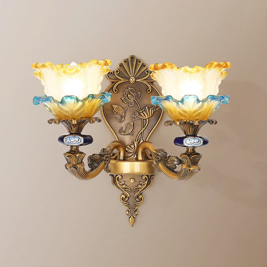 Retro Brass Wall Mount Sconce With Frosted Glass Shade For Dining Room